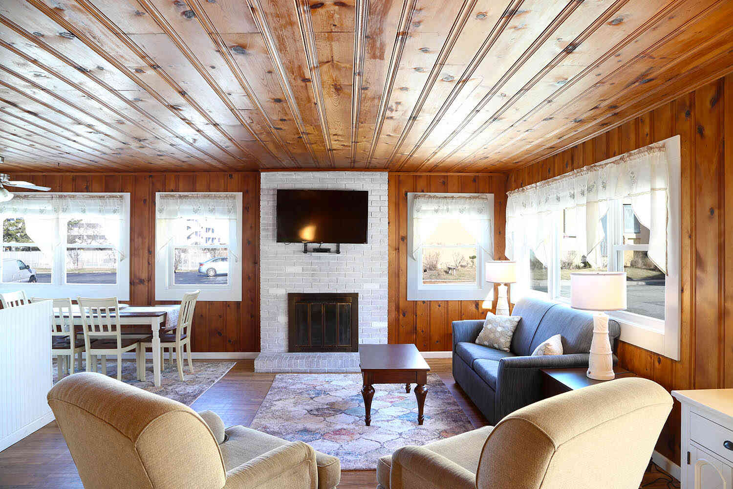 Living room with fireplace